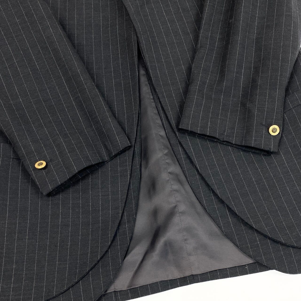 Versace Gianni Tailored Jacket Gilet Set Striped 48 Gray Vest — view 7