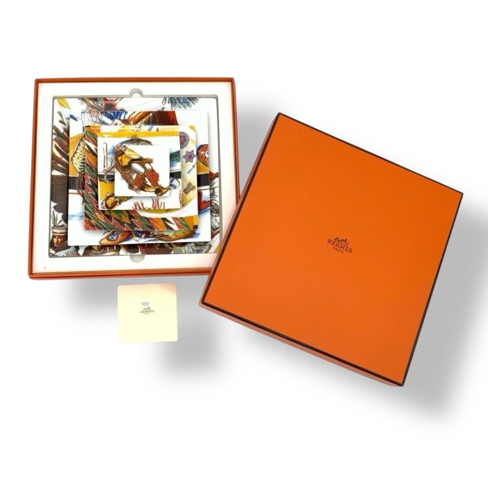 Hermes Plate Set of 5 Indian Pattern Multi