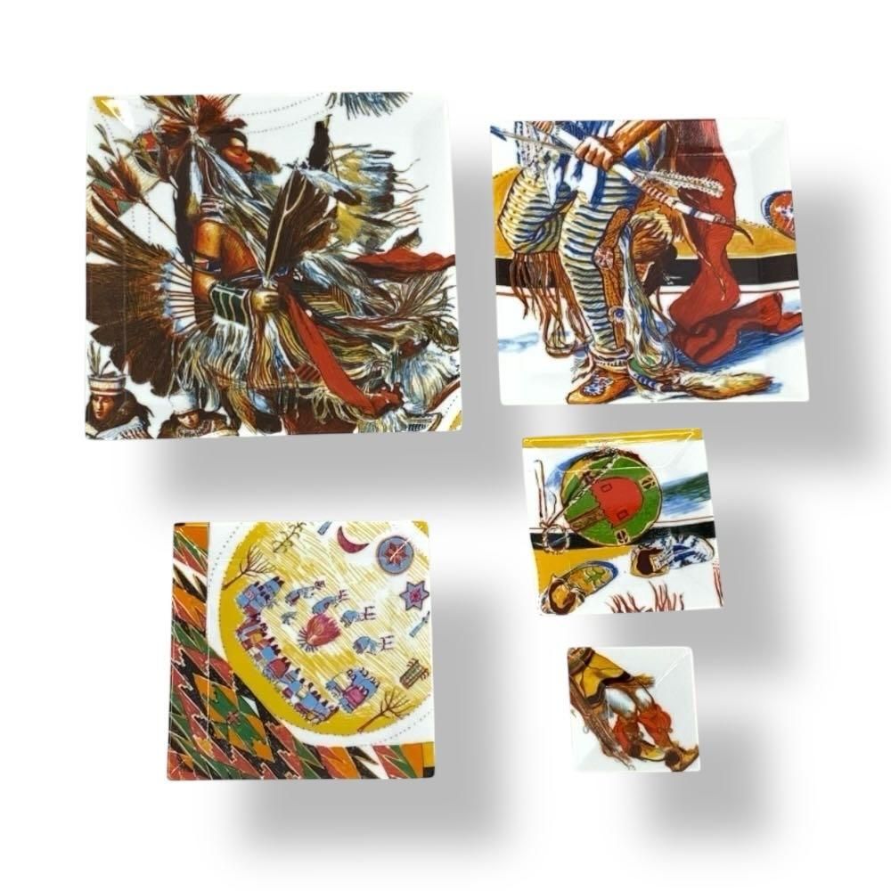 Hermes Plate Set of 5 Indian Pattern Multi — view 4
