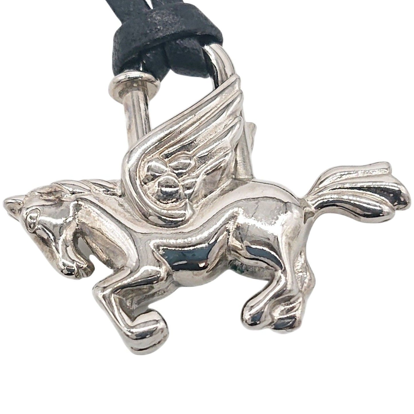Hermes Cadena Pegasus Limited Bag Charm Vintage Horse Silver