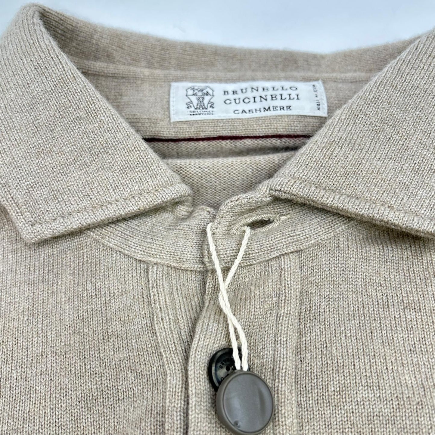 Brunello Cucinelli Brown Cashmere Henley Neck Polo Knit Sweater 48 — view 8