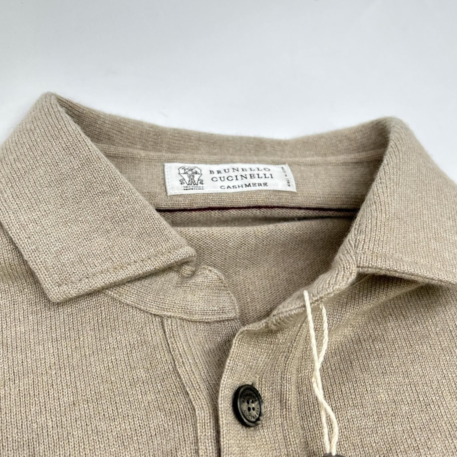 Brunello Cucinelli Brown Cashmere Henley Neck Polo Knit Sweater 48 — view 7