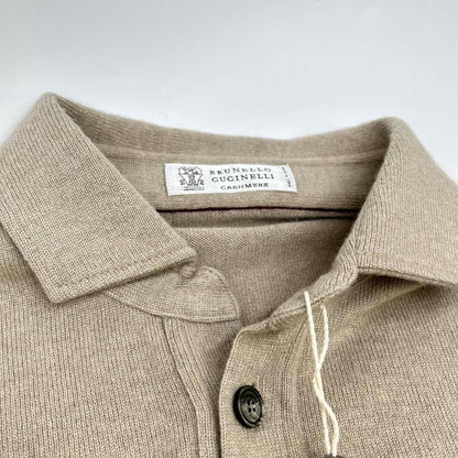 Brunello Cucinelli Brown Cashmere Henley Neck Polo Knit Sweater 48 — view 7