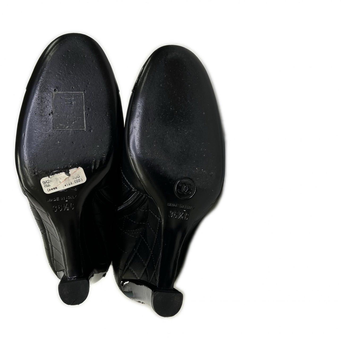 Chanel CC Logo Patent Toe Quilted Long Boots 36 1 2C — view 6