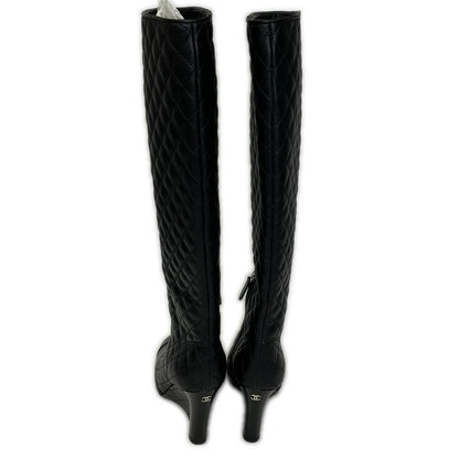 Chanel CC Logo Patent Toe Quilted Long Boots 36 1 2C — view 3