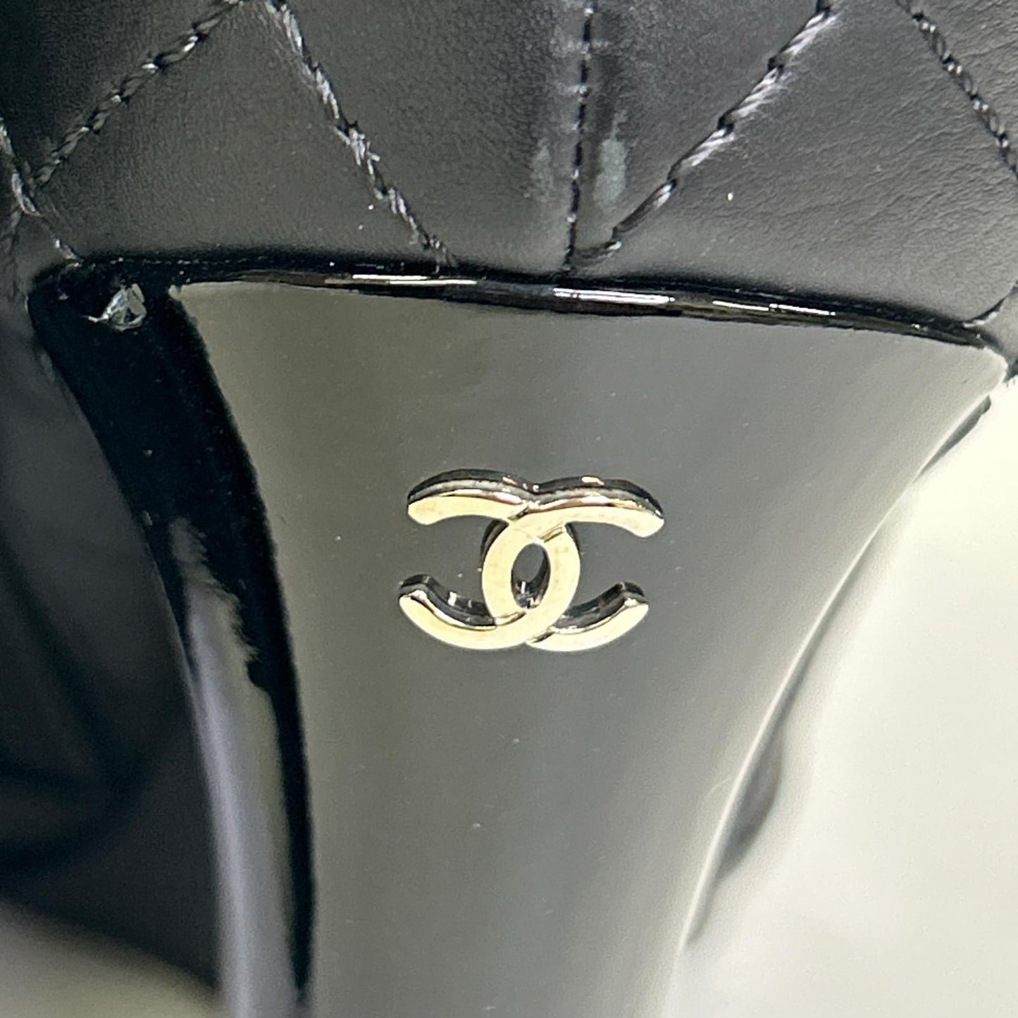 Chanel CC Logo Patent Toe Quilted Long Boots 36 1 2C — view 8