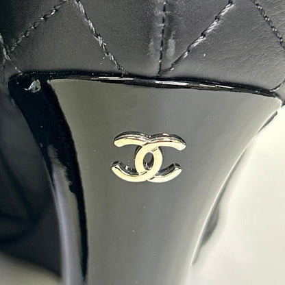 Chanel CC Logo Patent Toe Quilted Long Boots 36 1 2C — view 8