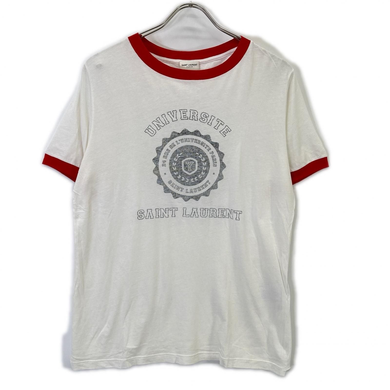 Saint Laurent Paris Hedi Slimane Era University Print Ringer T-Shirt