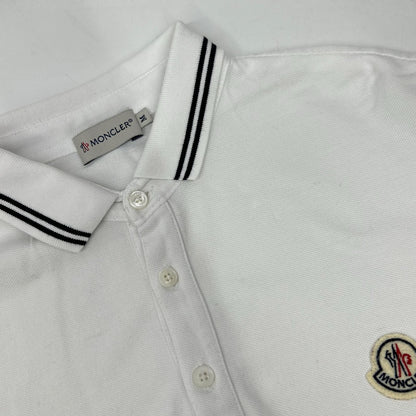 Moncler White Logo Short Sleeve Polo — view 8