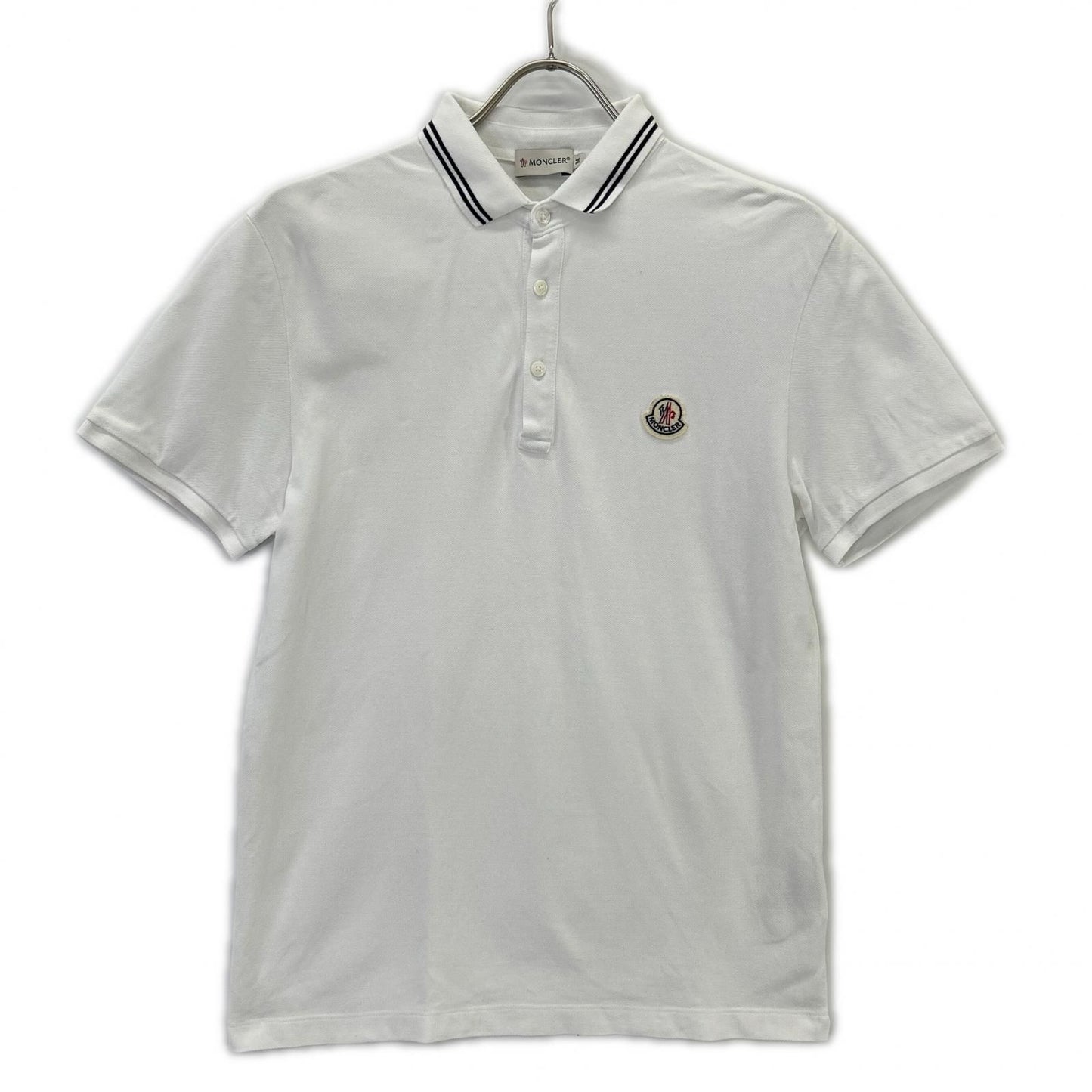 Moncler White Logo Short Sleeve Polo