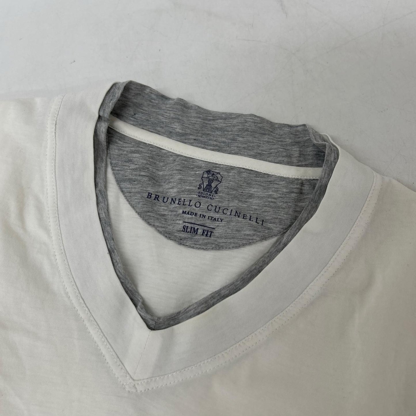 Brunello Cucinelli Ivory Slim Fit Cotton T-Shirt XS — view 7