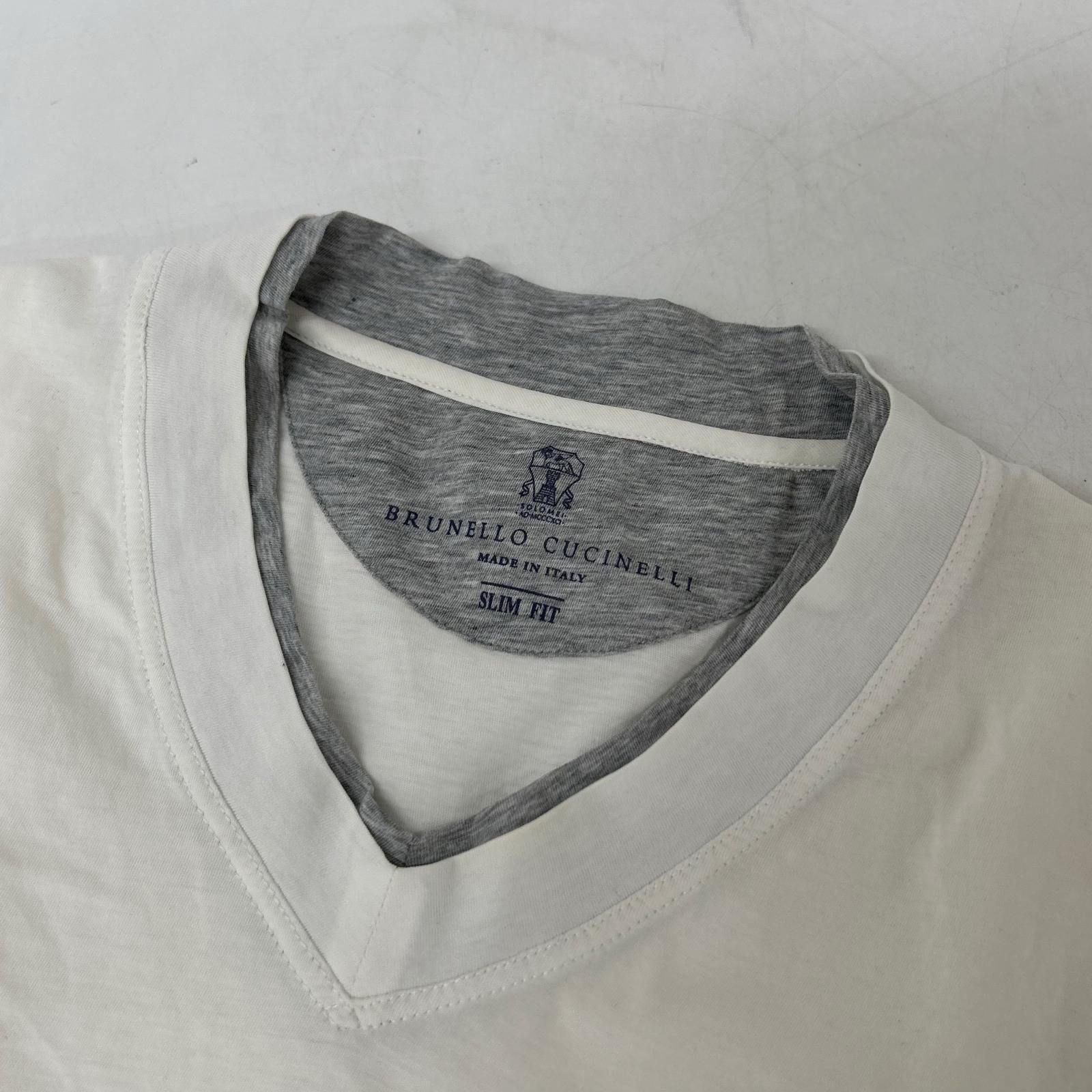 Brunello Cucinelli Ivory Slim Fit Cotton T-Shirt XS — view 7