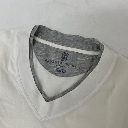 Brunello Cucinelli Ivory Slim Fit Cotton T-Shirt XS — view 7