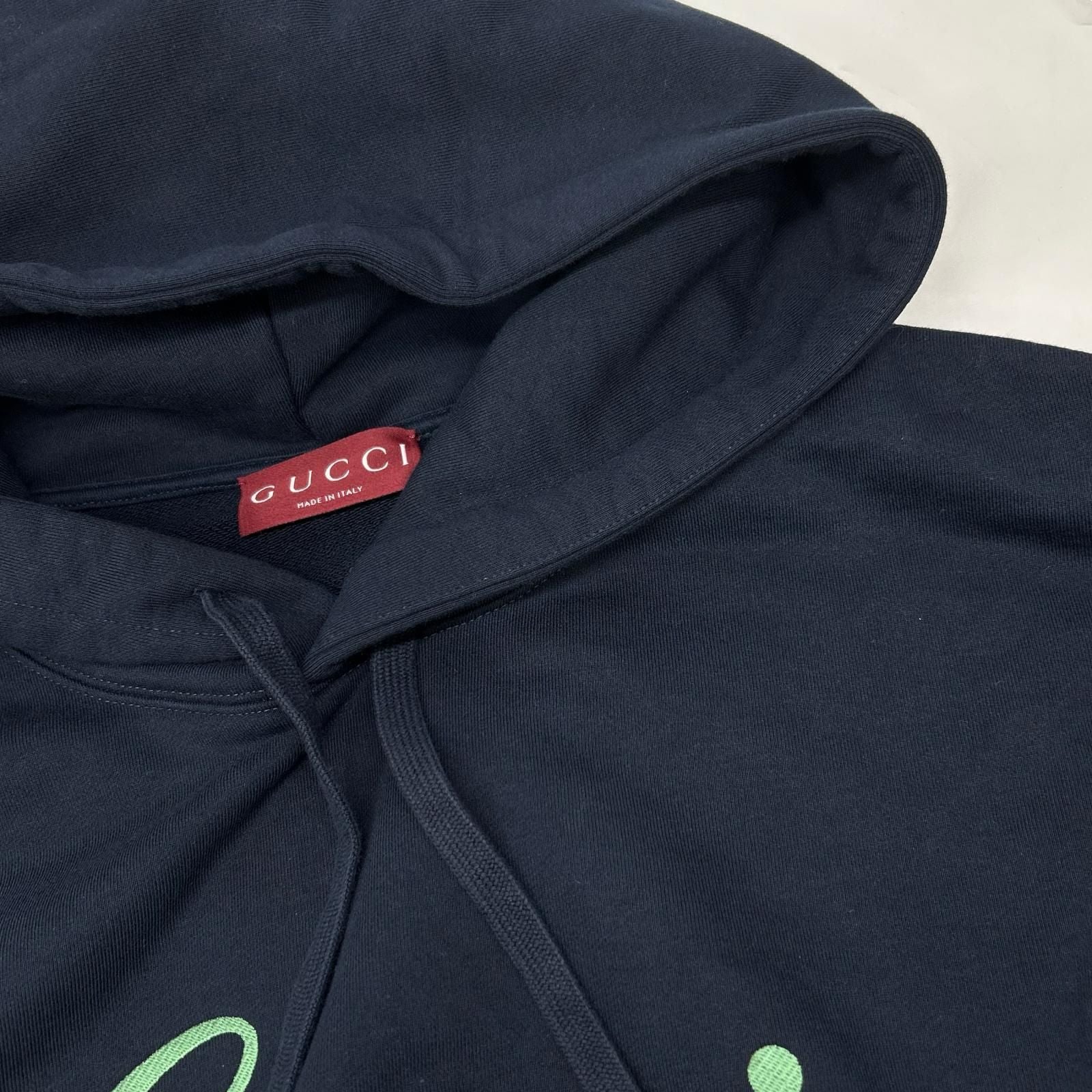 Gucci Navy Script Logo Sweatshirt Hoodie — view 7