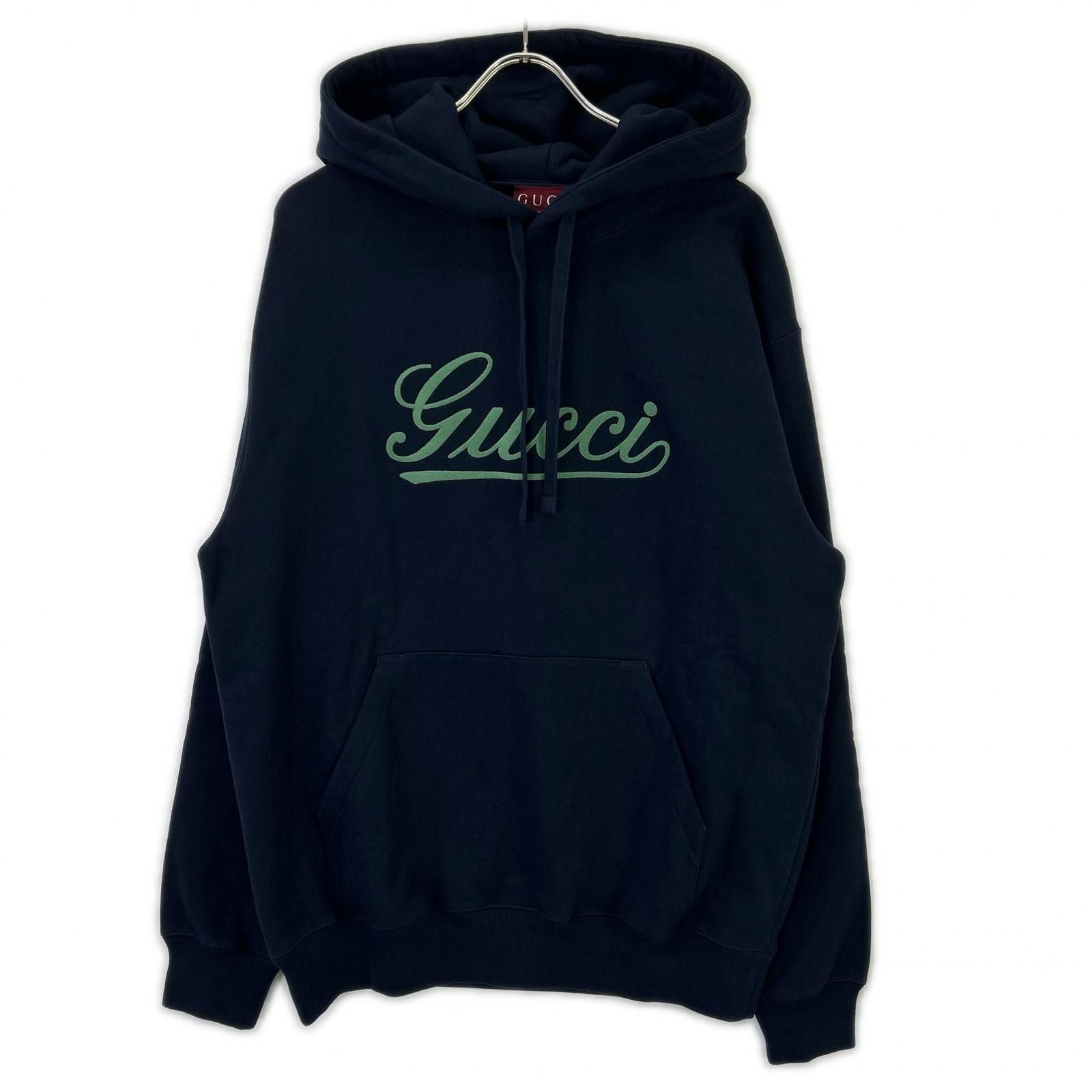 Gucci Navy Script Logo Sweatshirt Hoodie