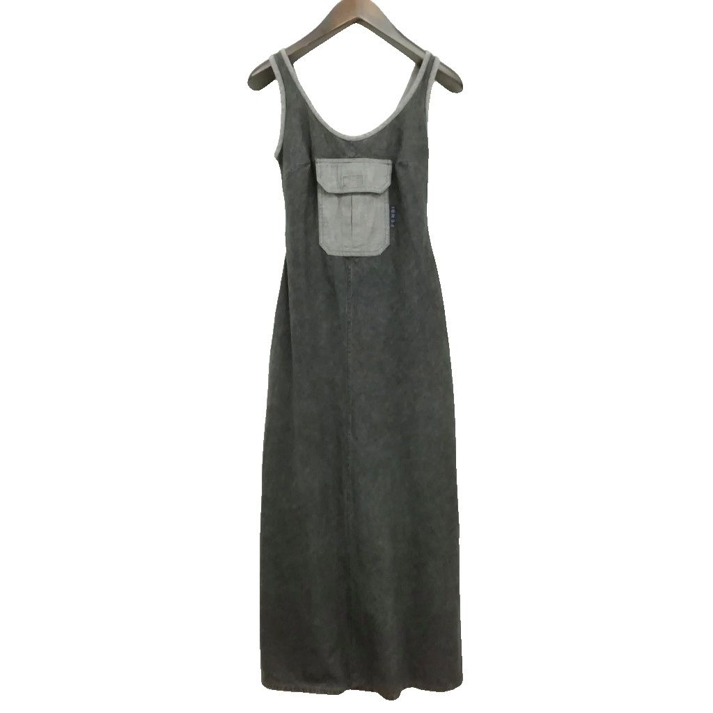 Fendi Vintage Denim Maxi Long Dress Tight 40 Black