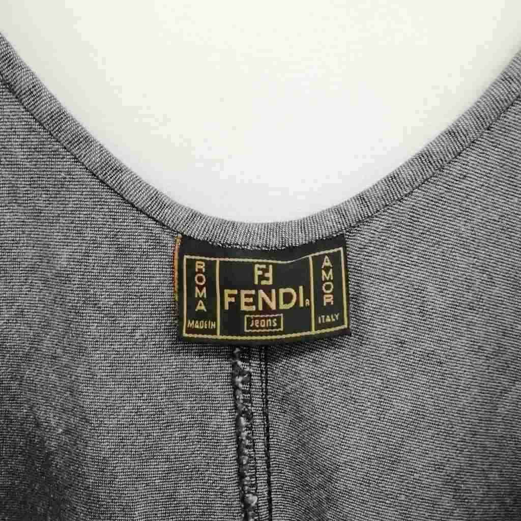 Fendi Vintage Denim Maxi Long Dress Tight 40 Black — view 7