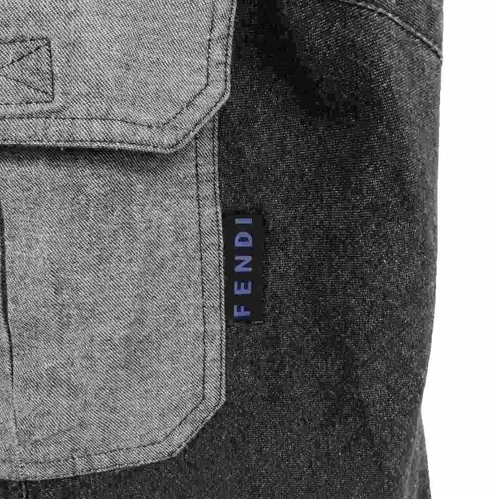 Fendi Vintage Denim Maxi Long Dress Tight 40 Black — view 3
