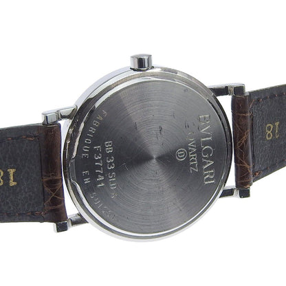 Bvlgari Stainless Steel Leather Quartz Analog Display Black Dial Watch — view 6