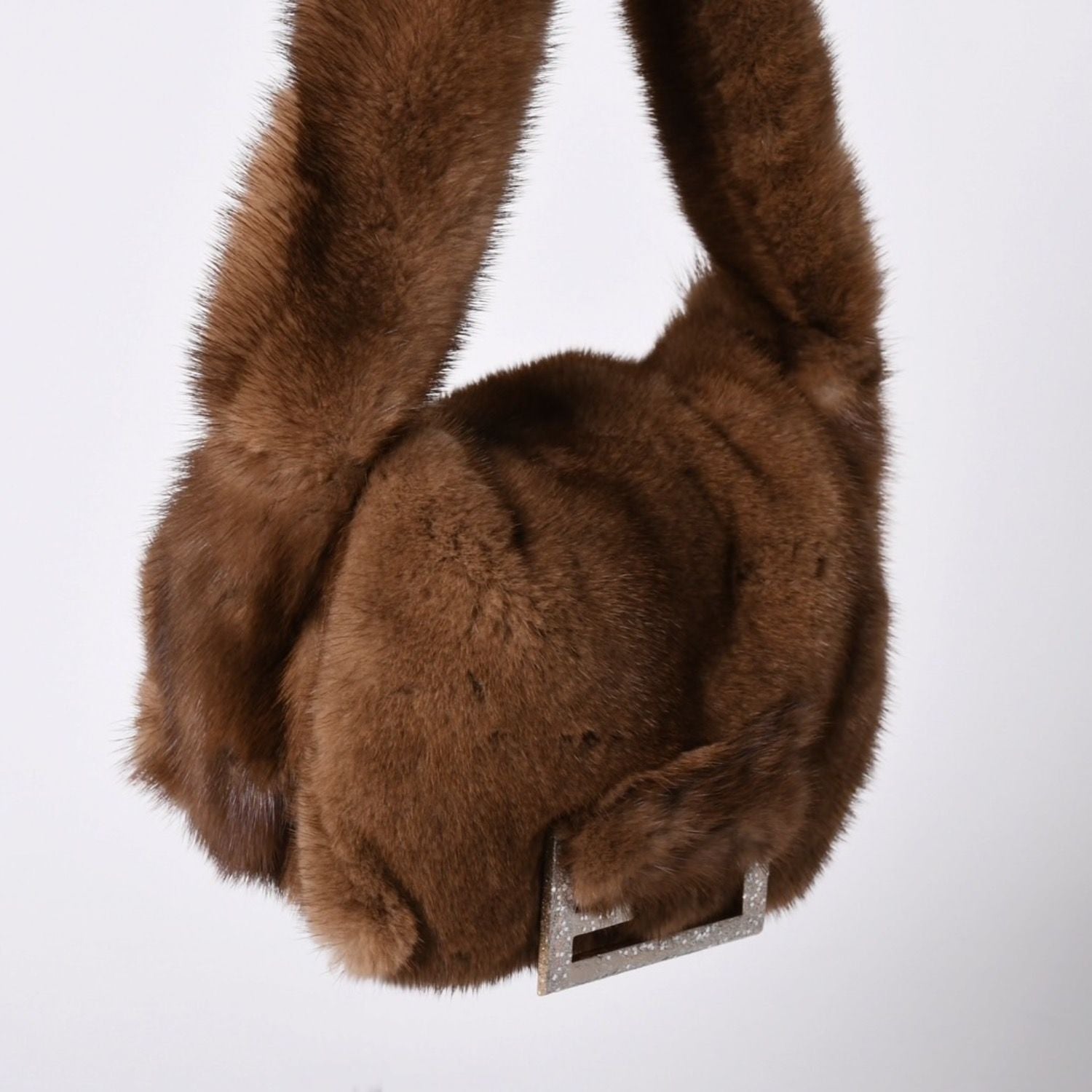 Fendi Bag Fur Leather Brown Silver — view 3