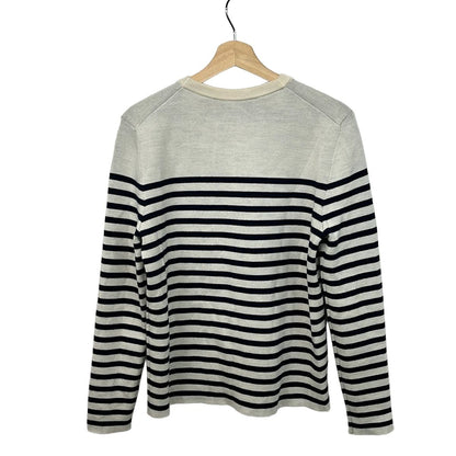 Loewe Long Sleeve Sweater XS Su Ivory DA Navy Multi Curl Neck Bow DA Embroidery — view 2