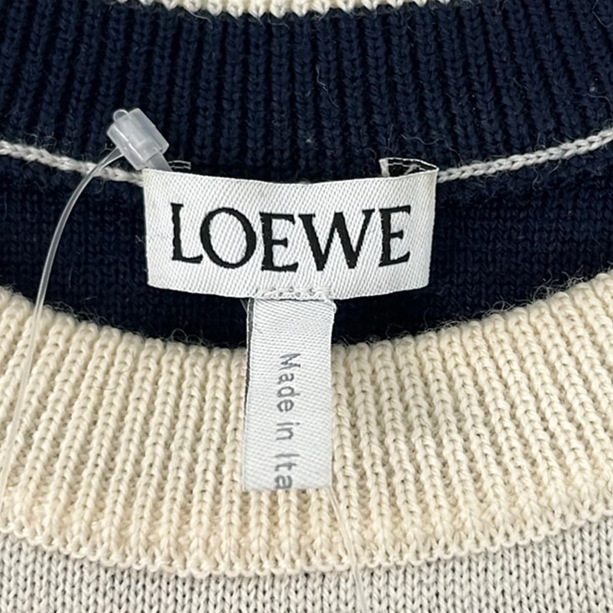 Loewe Long Sleeve Sweater XS Su Ivory DA Navy Multi Curl Neck Bow DA Embroidery — view 3