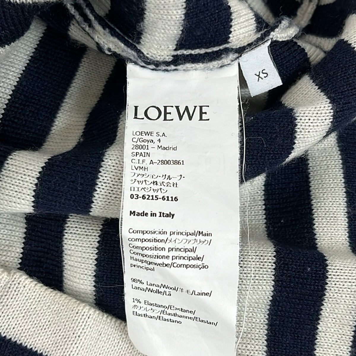Loewe Long Sleeve Sweater XS Su Ivory DA Navy Multi Curl Neck Bow DA Embroidery — view 4
