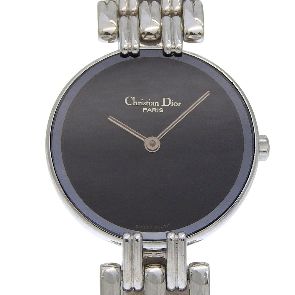Dior Bakira Stainless Steel Silver Quartz Analog Display Black Dial Watch