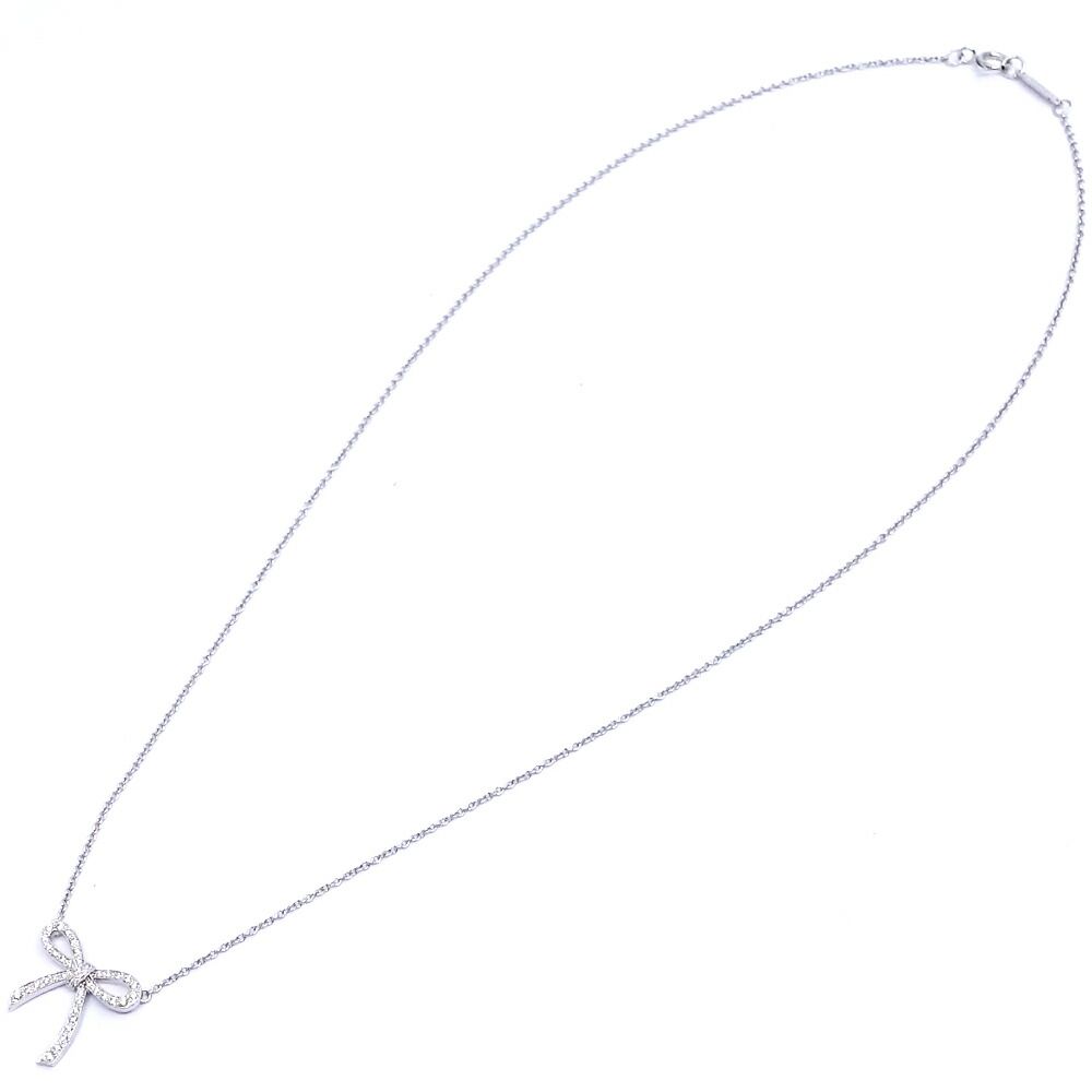 Tiffany & Co Bow Ribbon Diamond Necklace Pendant — view 3