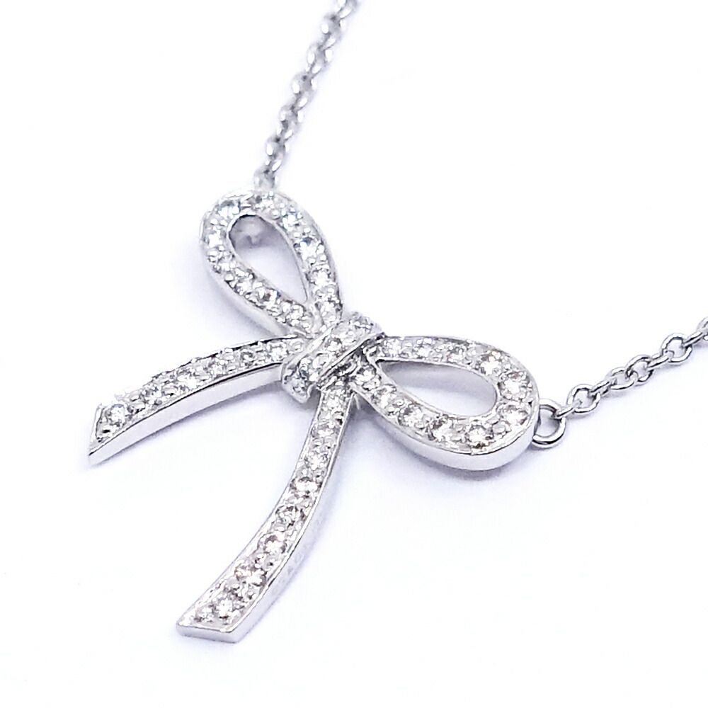 Tiffany & Co Bow Ribbon Diamond Necklace Pendant — view 4