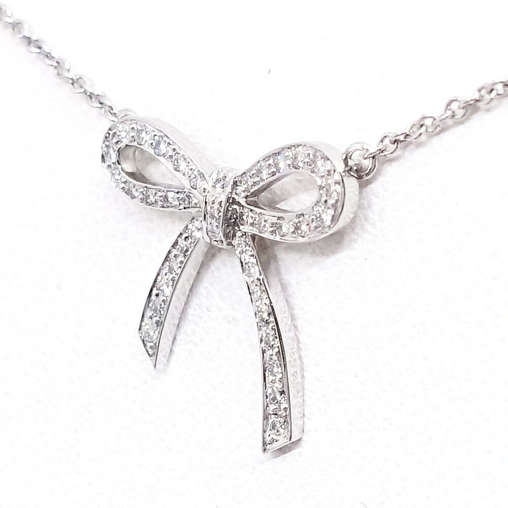 Tiffany & Co Bow Ribbon Diamond Necklace Pendant — view 2