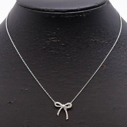 Tiffany & Co Bow Ribbon Diamond Necklace Pendant — view 9