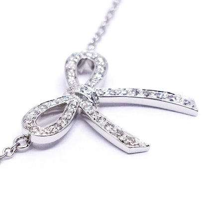 Tiffany & Co Bow Ribbon Diamond Necklace Pendant — view 6