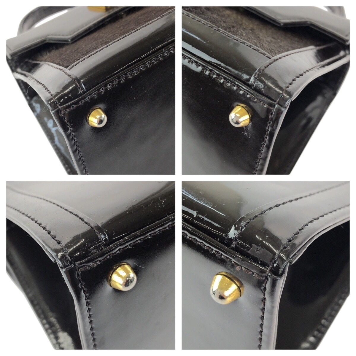Versace Sunburst Pony Hair Dark Brown Gold Enamel Calf Handbag — view 3