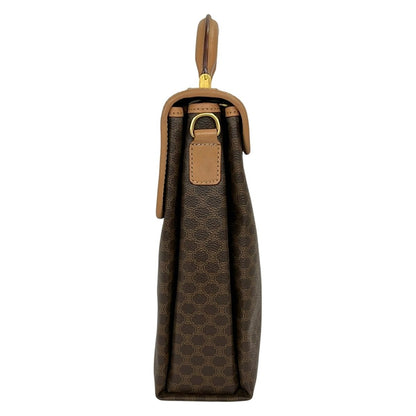 Celine Business Bag Macadam Pattern Da Ku Brown Beige Leather — view 2