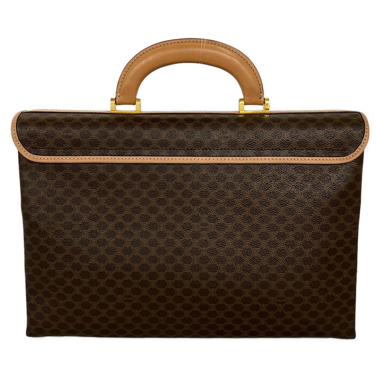 Celine Business Bag Macadam Pattern Da Ku Brown Beige Leather — view 3