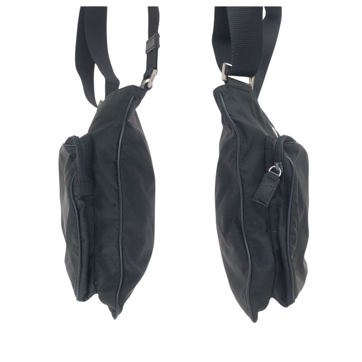 Prada Tessuto Black Silver Nylon Shoulder Bag — view 8