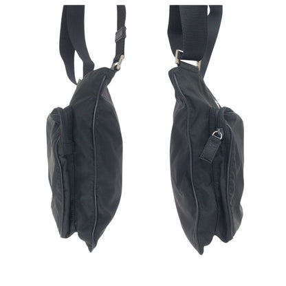 Prada Tessuto Black Silver Nylon Shoulder Bag — view 8