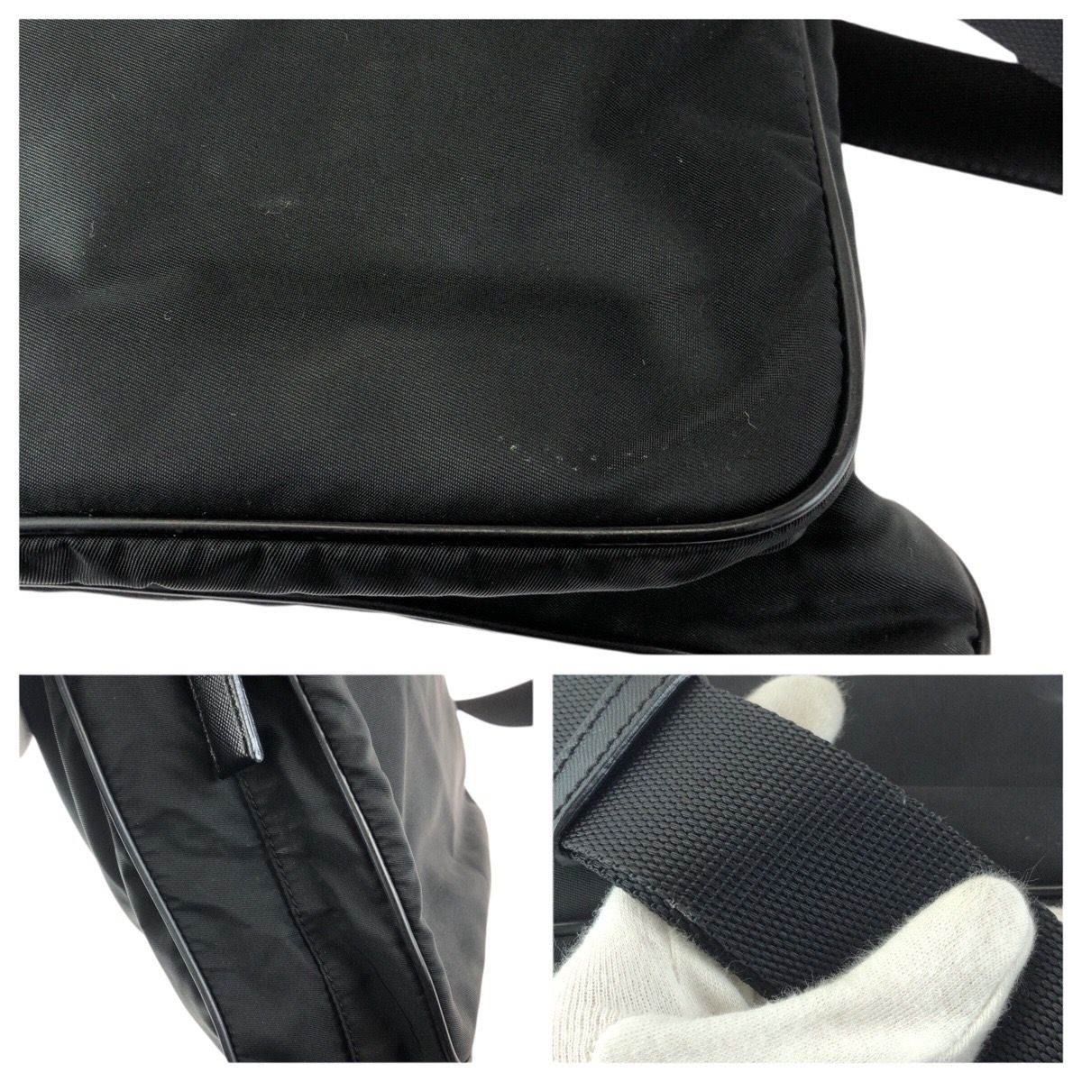 Prada Tessuto Black Silver Nylon Shoulder Bag — view 6