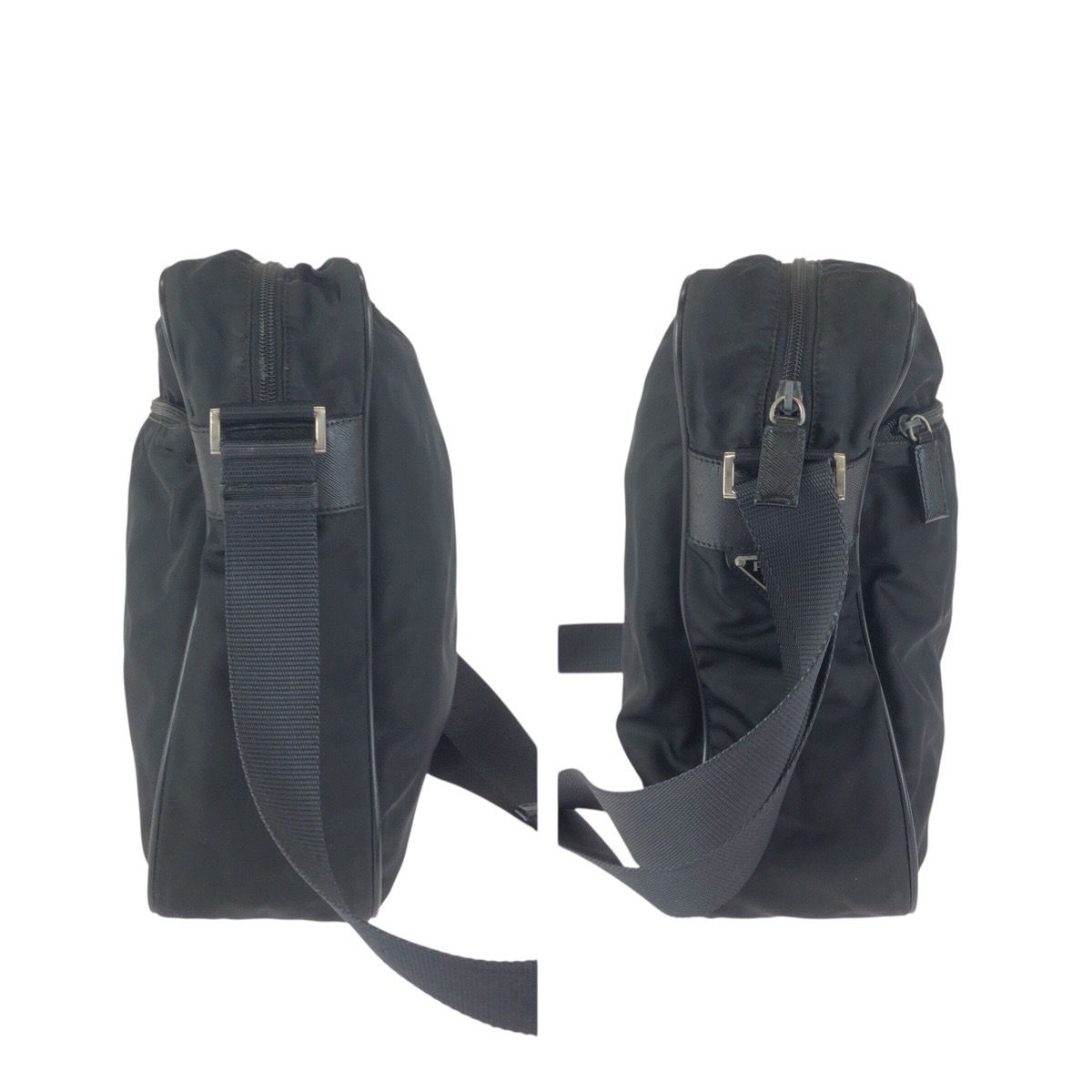 Prada Tessuto Black Silver Nylon Shoulder Bag — view 8