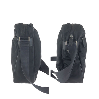 Prada Tessuto Black Silver Nylon Shoulder Bag — view 8