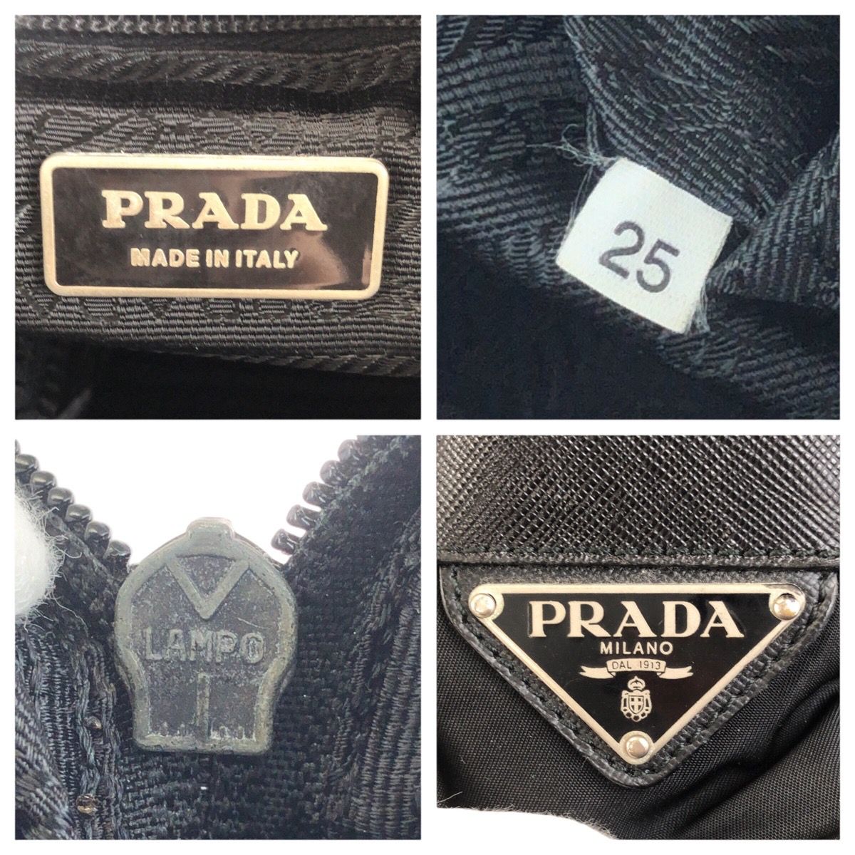 Prada Tessuto Black Silver Nylon Shoulder Bag — view 4