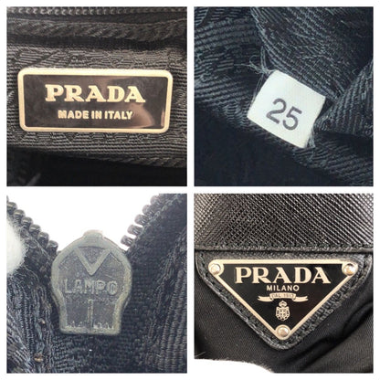 Prada Tessuto Black Silver Nylon Shoulder Bag — view 4