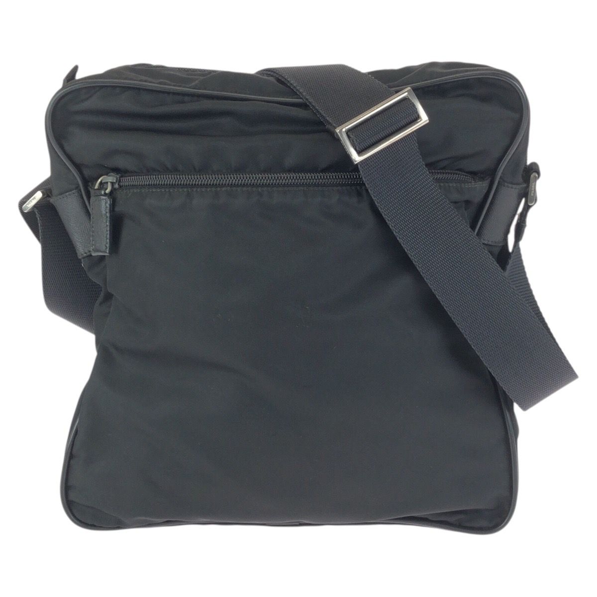 Prada Tessuto Black Silver Nylon Shoulder Bag