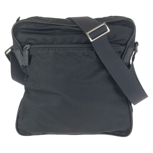 Prada Tessuto Black Silver Nylon Shoulder Bag