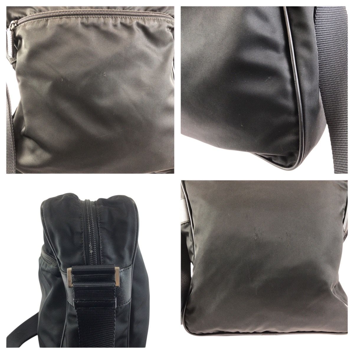 Prada Tessuto Black Silver Nylon Shoulder Bag — view 5