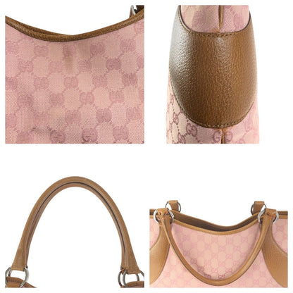 Gucci Pink Brown Silver GG Canvas Leather Tote Shoulder Bag — view 6