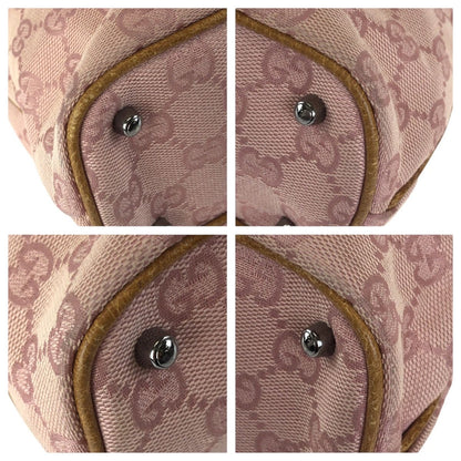Gucci Pink Brown Silver GG Canvas Leather Tote Shoulder Bag — view 3