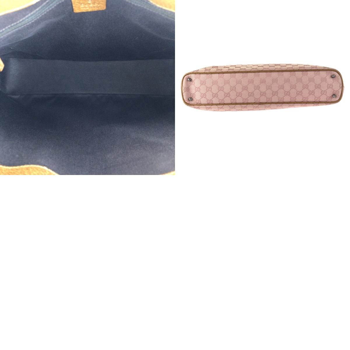 Gucci Pink Brown Silver GG Canvas Leather Tote Shoulder Bag — view 9