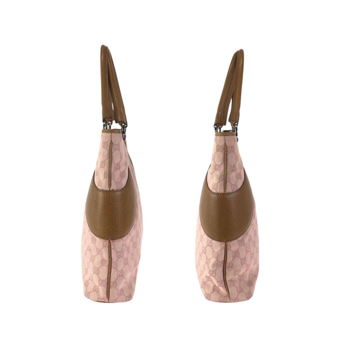 Gucci Pink Brown Silver GG Canvas Leather Tote Shoulder Bag — view 8